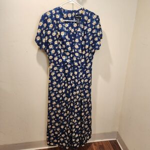JAMIE BROOKE Vintagr  Floral Blue Maxi Dress Size 9/10